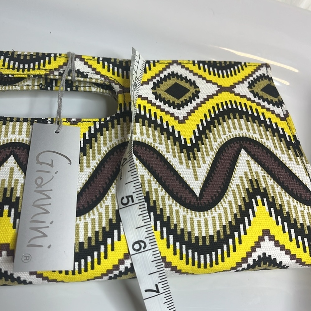 Yellow and Brown Patterned Clutch - Picture 8 of 9